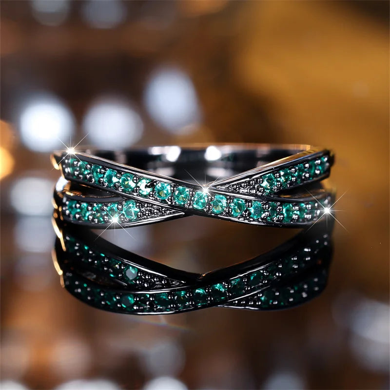 Anéis de casamento cruzados empilháveis minimalistas, preto, dourado, prata, azul, vermelho, verde, pedra branca, zircônia, anéis finos para mulheres, joias