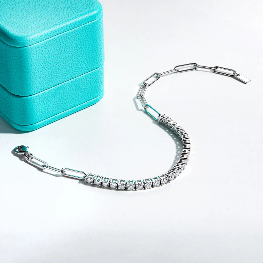 Pulseira de tênis feminina, pulseiras ajustáveis, prata esterlina 925, diamante criado em laboratório, 3mm, 16 + 4cm, à mão