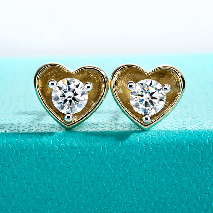 AnuJewel-Moissanite Brincos Da Forma Do Coração Para As Mulheres, Brincos Banhados A Ouro Amarelo, GRA Certificate Jóias, Atacado, 1ctw