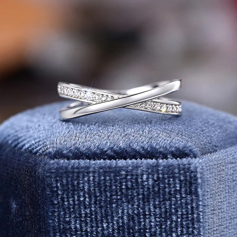 925 prata esterlina cruz anel senhora na moda jóias brilhante aaa zircônia cúbica elegante acessórios diários para mulher