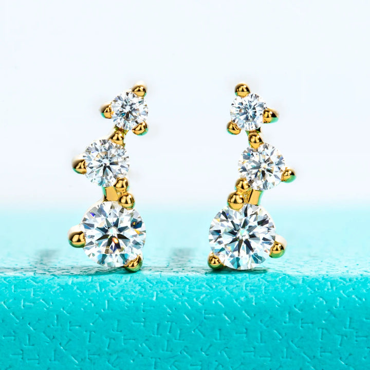Anujewel d cor moissanite brincos amarelo banhado a ouro moissanite sorriso feminino jóias presentes atacado