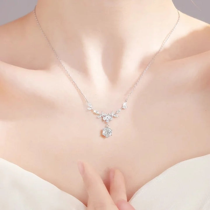 Halaile d cor moissanite s925 prata esterlina cassia galho colar com gra na moda pescoço corrente jóias finas feminino presente de casamento