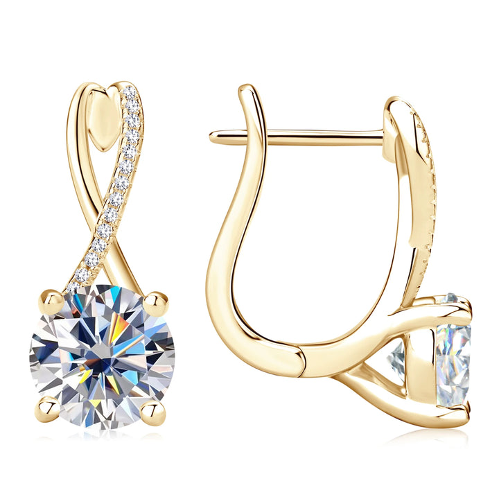 Brincos de argola banhados a ouro 18K 2 quilates Moissanite com certificados 8mm Brinco de diamante de laboratório para mulheres joias de prata 925 originais