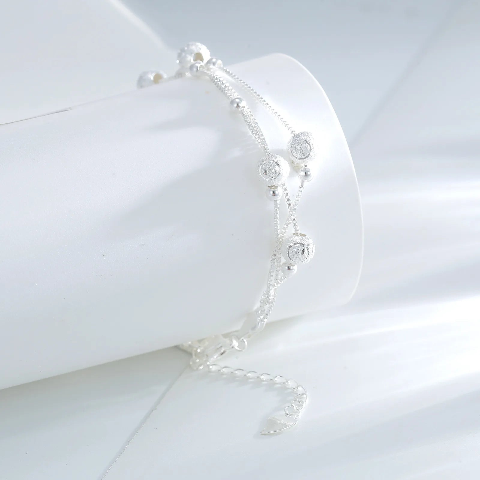 Pulseira circular de corrente de três camadas banhada a prata 925 para mulheres, presente simples e requintado, acessórios de casamento