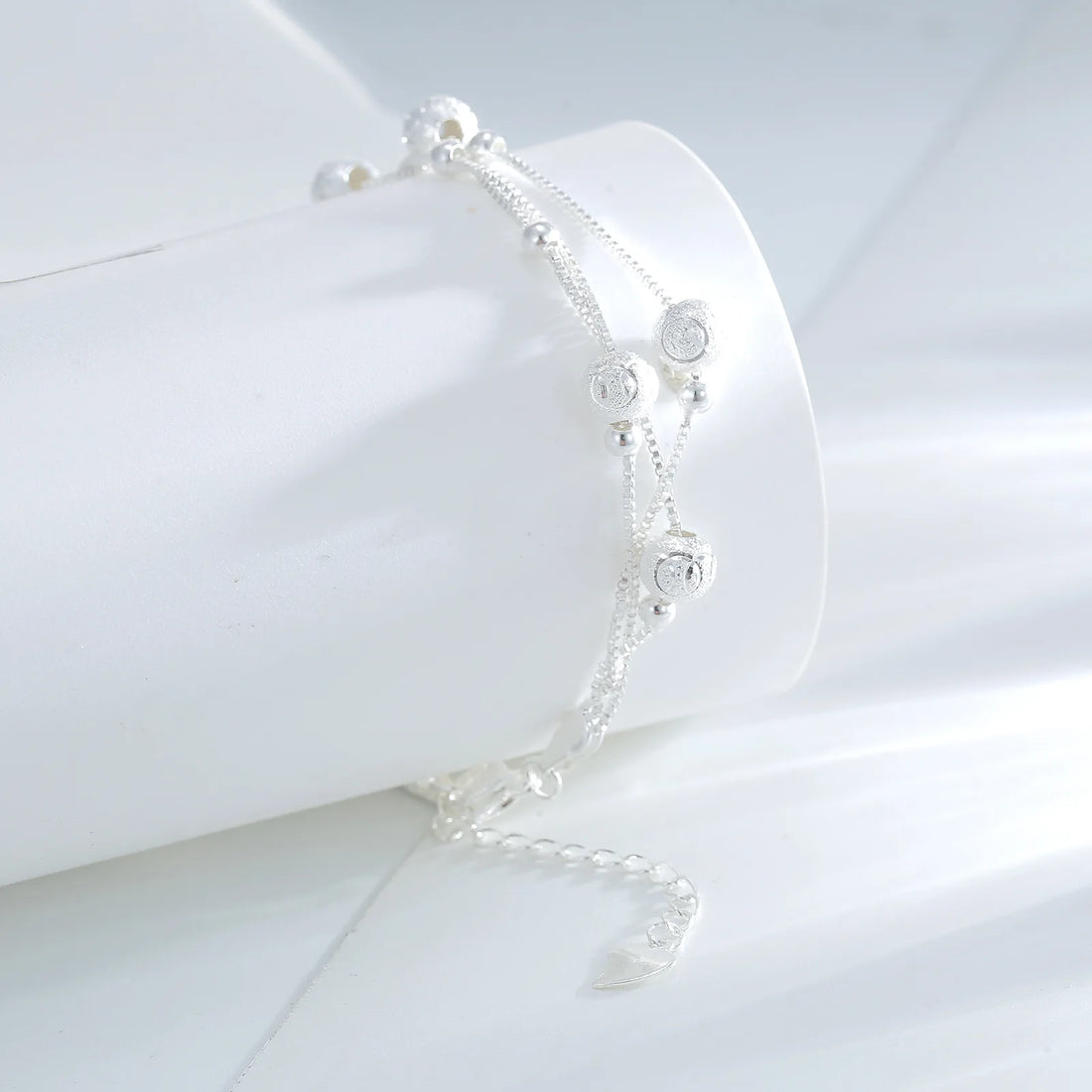 Pulseira circular de corrente de três camadas banhada a prata 925 para mulheres, presente simples e requintado, acessórios de casamento