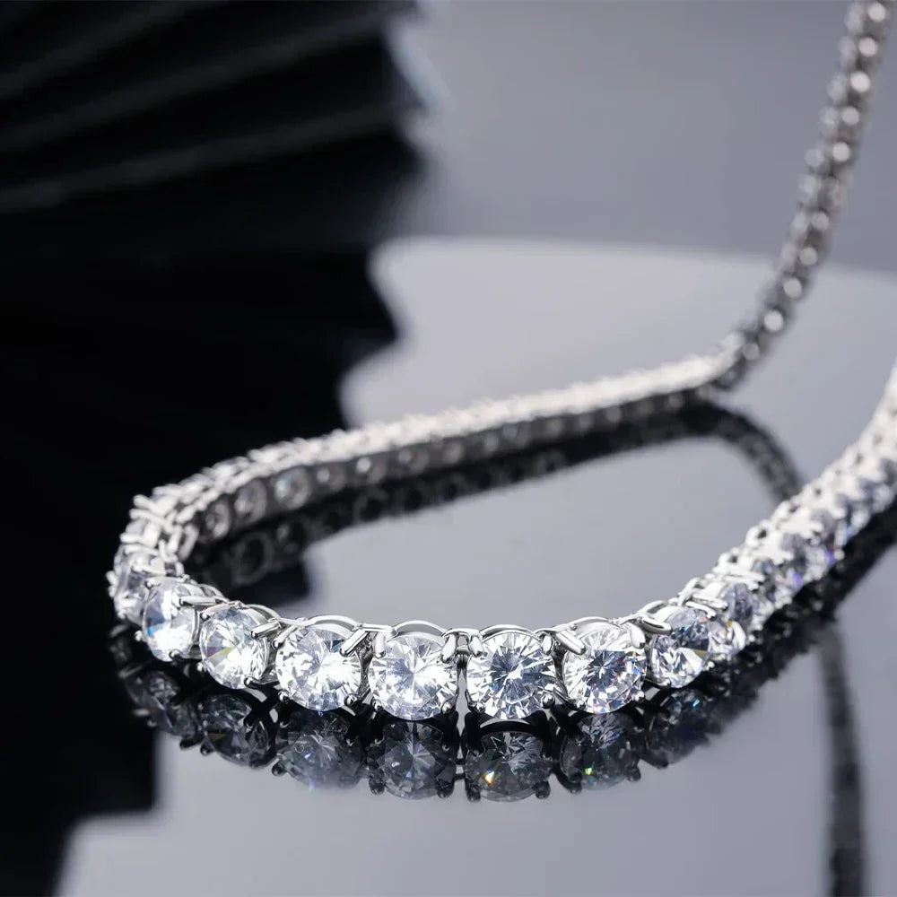 Feobur 6.5-3mm gradiente moissanite tênis colar para mulher espumante cheio de diamante jóias de luxo prata esterlina 925 corrente