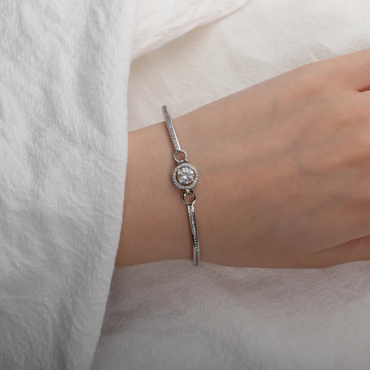 Anujewel 1ct d cor moissanite diamante pulseira de prata 18k branco banhado a ouro ajustável pulseiras para presentes da mulher
