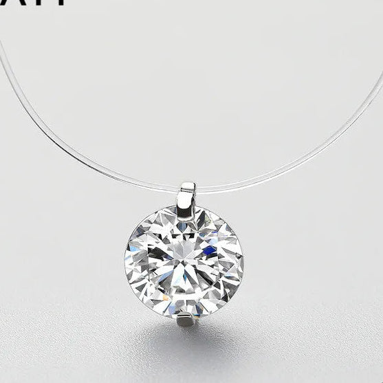 Inzatt 925 prata esterlina zircão cristal pérola pingente gargantilha colar linha de pesca transparente 2020 jóias finas para mulher