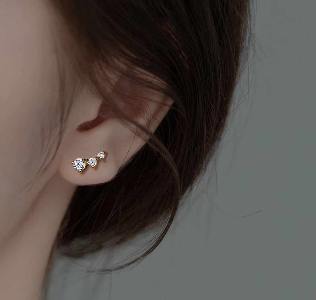 Anujewel d cor moissanite brincos amarelo banhado a ouro moissanite sorriso feminino jóias presentes atacado