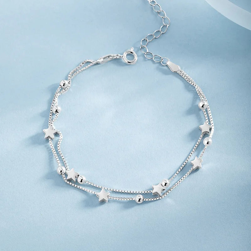 Luxo 925 prata esterlina contas redondas pulseiras para mulheres homens vintage simples ajustável corrente pulseiras festa de casamento jóias