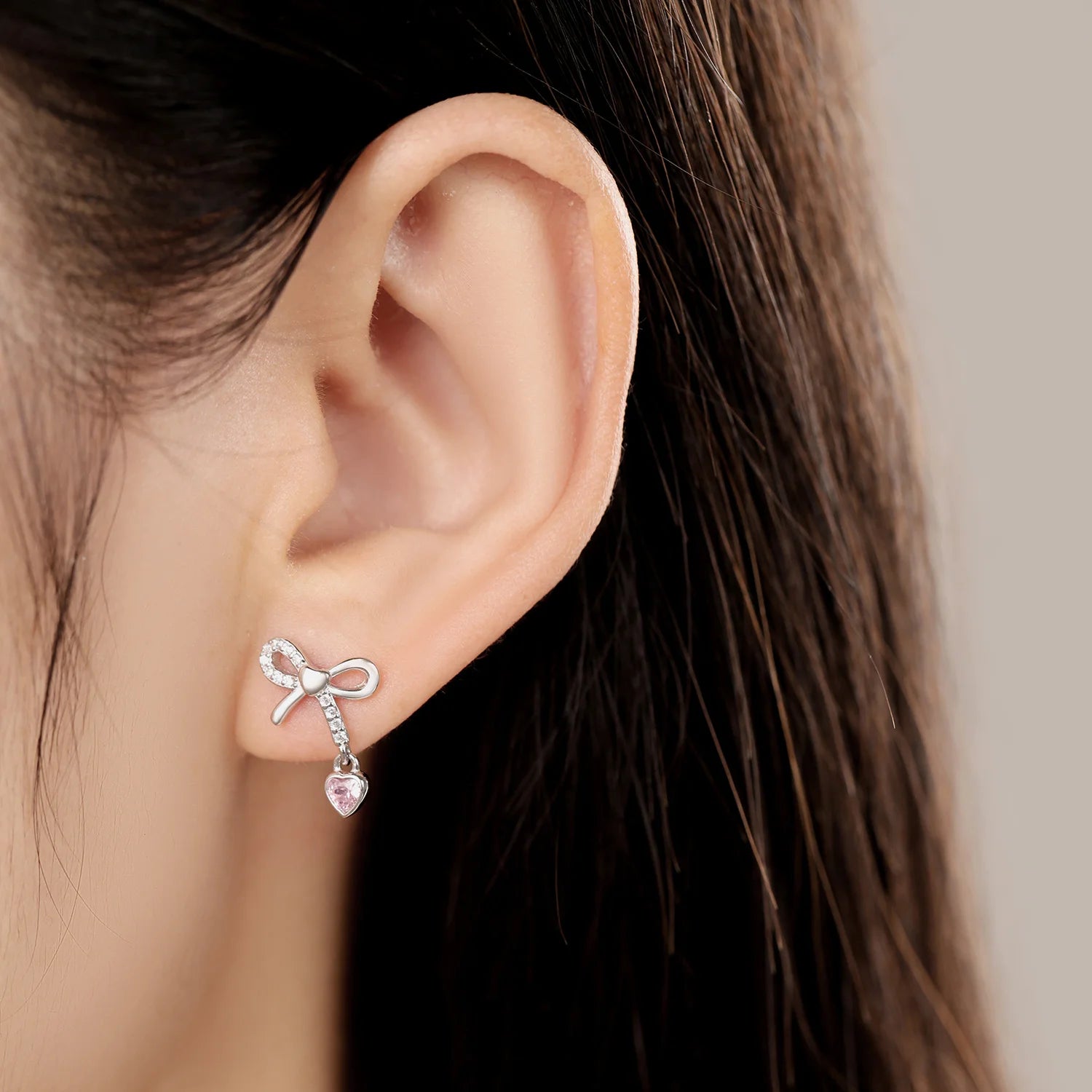 925 prata esterlina adorável coração rosa arco brincos para senhora s925 jóias festa requintado aniversário presentes de casamento