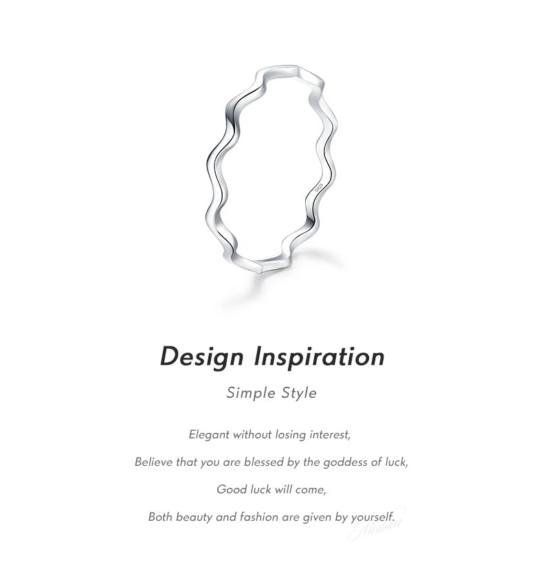 Modian 925 prata esterlina linha onda na moda anel de dedo fino simples empilhável requintado anéis para mulheres menina festa jóias presentes