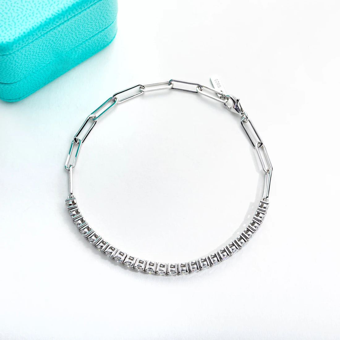 Pulseira de tênis feminina, pulseiras ajustáveis, prata esterlina 925, diamante criado em laboratório, 3mm, 16 + 4cm, à mão