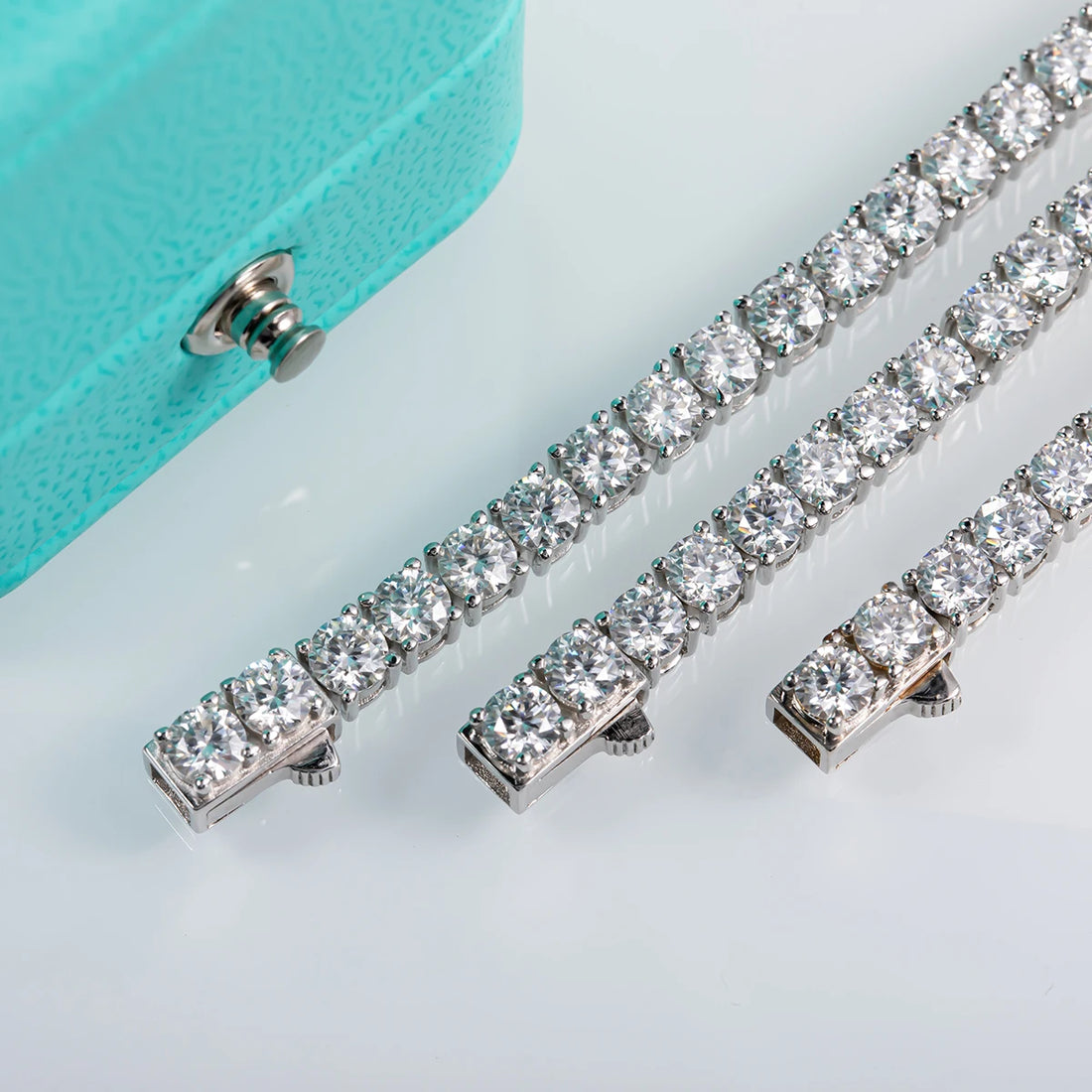 AnuJewe Colar de Tênis de Diamante Moissanita Cor D 4mm Banhado a Ouro 18K Colar de Prata Esterlina 925 Jóias Atacado