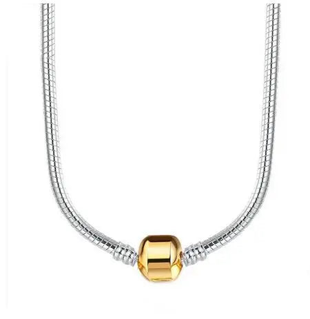 Coração amor 925 sterling silver cobra corrente colar seguro bola fecho contas encantos chocker colar para casamento feminino jóias diy