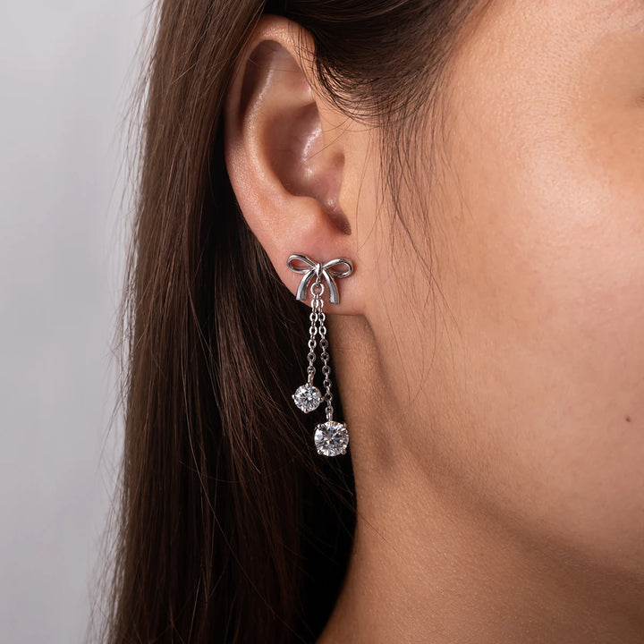 AnuJewel Bow Drop Brincos, 925 Sterling Silver Stud, D Cor Moissanite, Diamante, 3ct, Charme Jóias, Atacado
