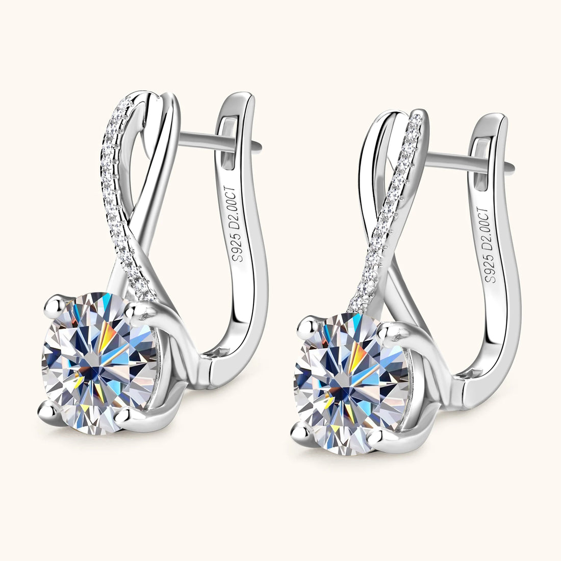 Brincos de argola banhados a ouro 18K 2 quilates Moissanite com certificados 8mm Brinco de diamante de laboratório para mulheres joias de prata 925 originais