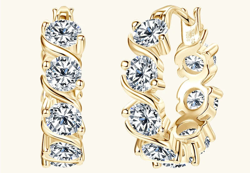 Lnngy 4.8CTTW. Brinco de moissanite de corte redondo brilhante para casais amantes temperamento espumante brincos de casamento presente jewerly