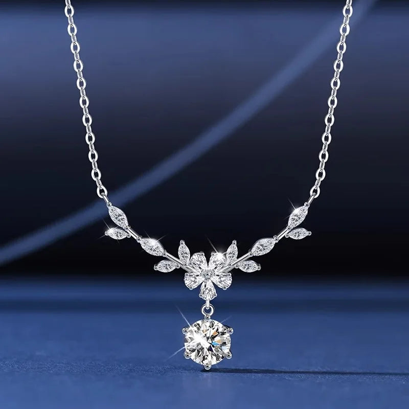Halaile d cor moissanite s925 prata esterlina cassia galho colar com gra na moda pescoço corrente jóias finas feminino presente de casamento
