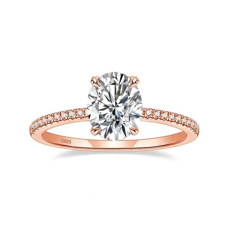 KNOBSPIN 1/2/3ct D Cor Oval Corte Moissanite Anel S925 Sterling Sliver Banhado 18k Ouro Branco Anéis de Noivado de Casamento Para Mulheres