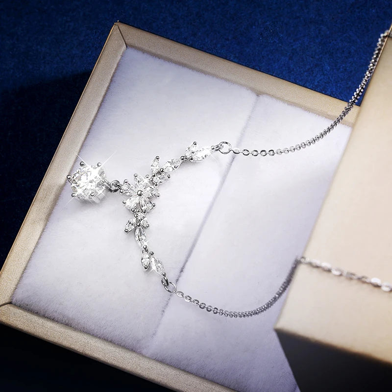 Halaile d cor moissanite s925 prata esterlina cassia galho colar com gra na moda pescoço corrente jóias finas feminino presente de casamento