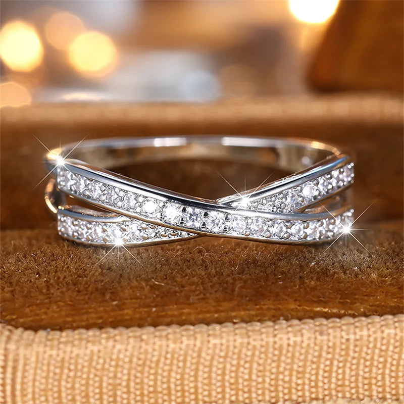 Anéis de casamento cruzados empilháveis minimalistas, preto, dourado, prata, azul, vermelho, verde, pedra branca, zircônia, anéis finos para mulheres, joias