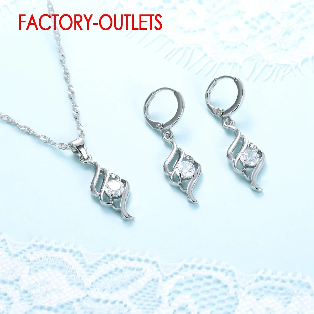 Nova chegada genuína 925 prata esterlina conjuntos de jóias de noiva estilo romântico cz zircônia cúbica feminino meninas aniversário de noivado
