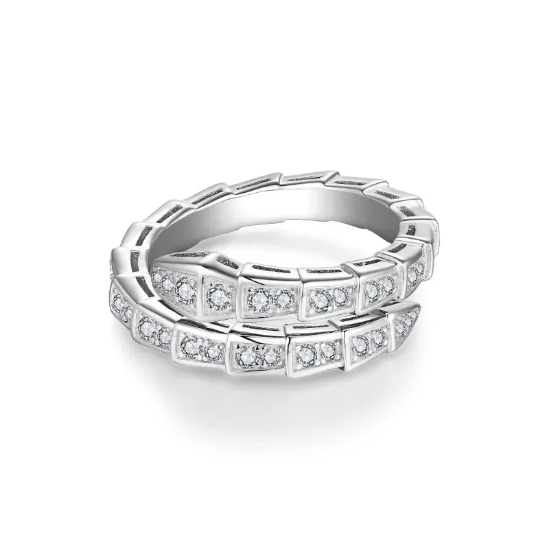 Siga nuvem em forma de cobra anel feminino completo moissanite diamante cobra osso aberto aliança de casamento para casal 925 prata esterlina festa