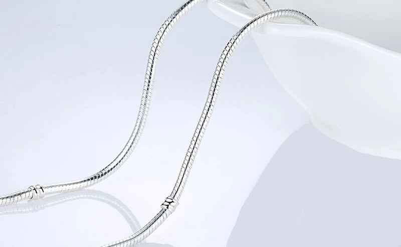 Coração amor 925 sterling silver cobra corrente colar seguro bola fecho contas encantos chocker colar para casamento feminino jóias diy