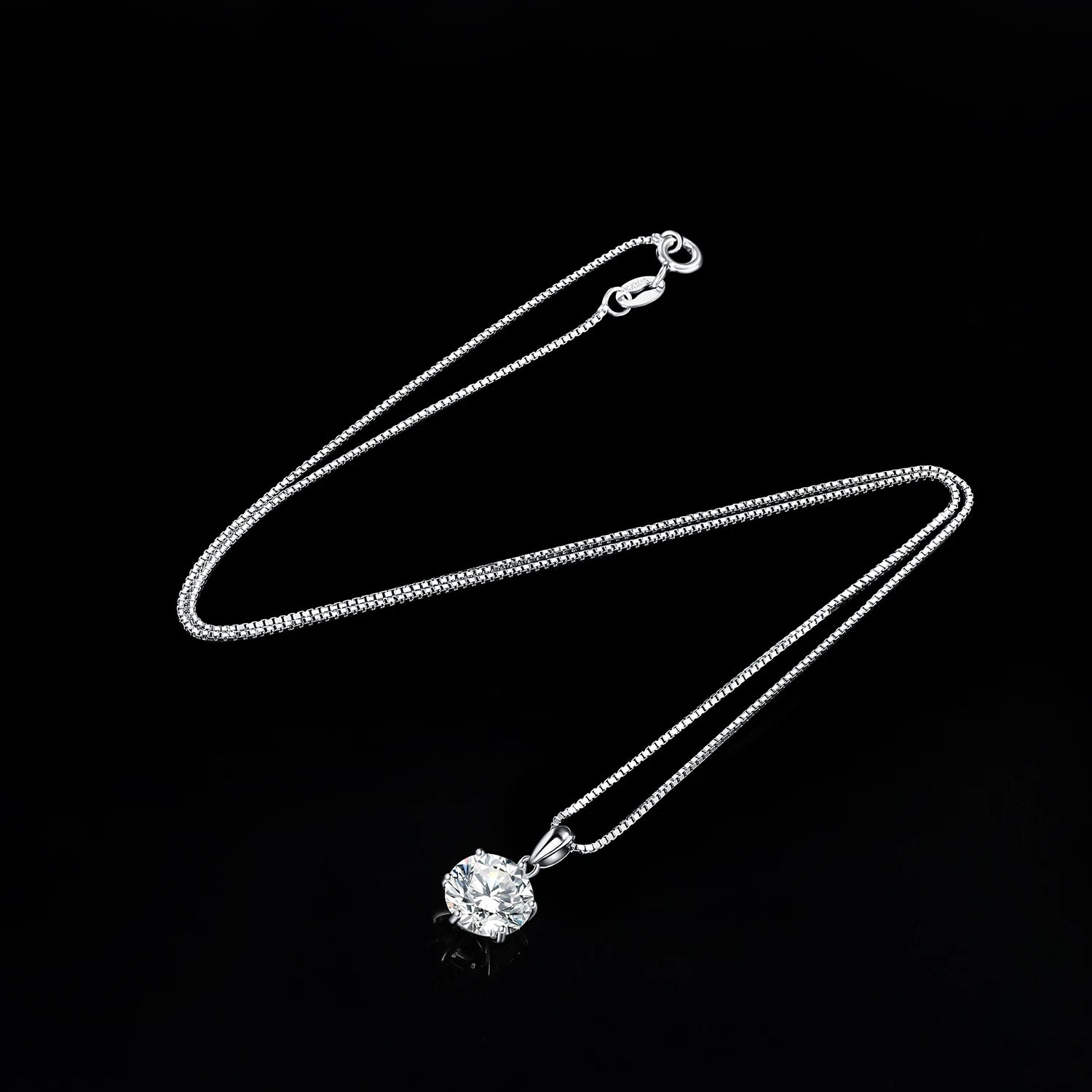 JewelryPalace-Clássico 925 Sterling Silver Colar Redondo CZ para Mulheres, Moda Jóias Finas, Presente de Aniversário, Sem Corrente, 1ct