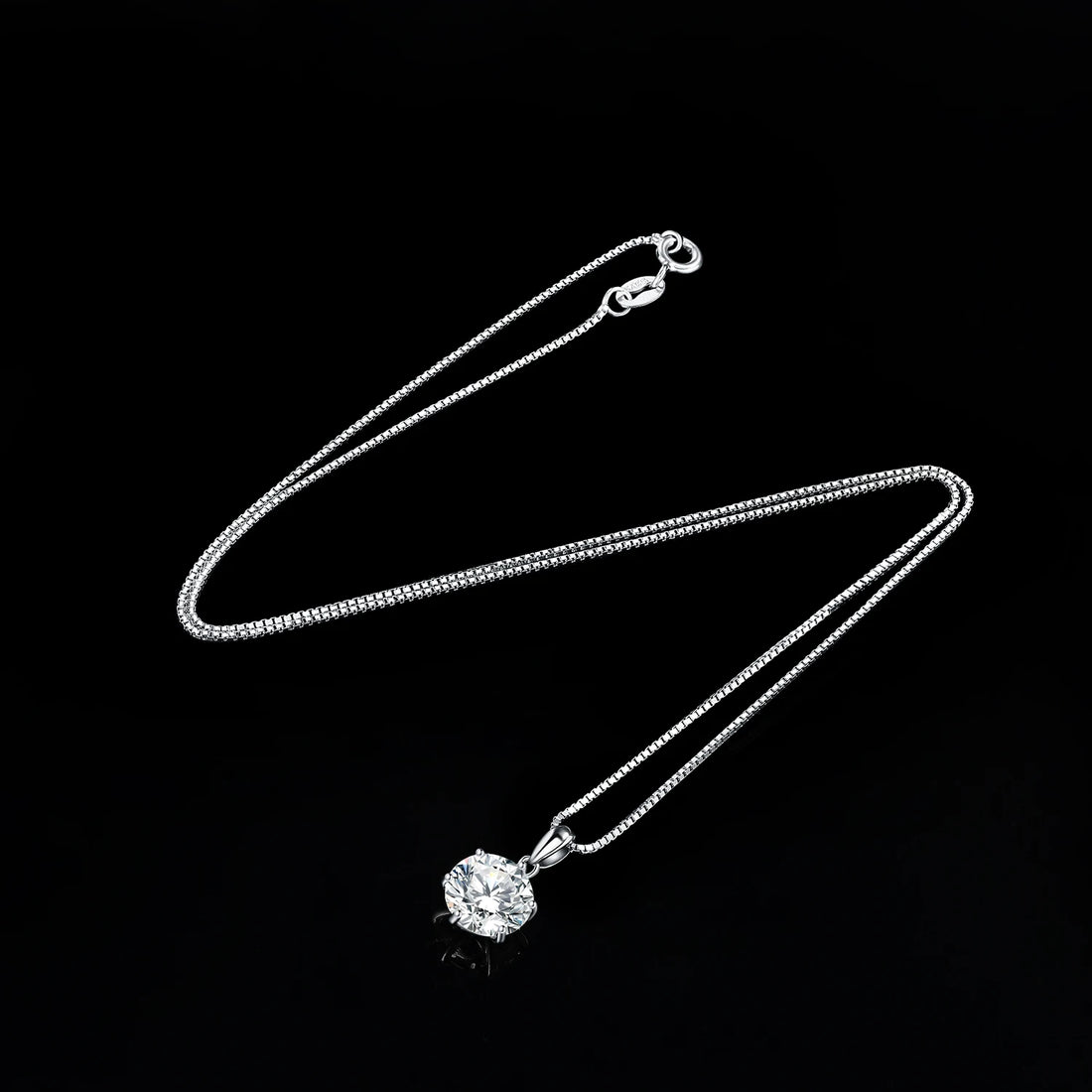 JewelryPalace-Clássico 925 Sterling Silver Colar Redondo CZ para Mulheres, Moda Jóias Finas, Presente de Aniversário, Sem Corrente, 1ct