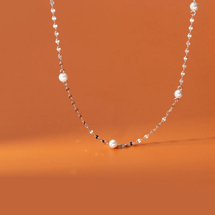 925 prata esterlina espumante pérola colar feminino minimalista temperamento clavícula corrente pescoço jóias de casamento