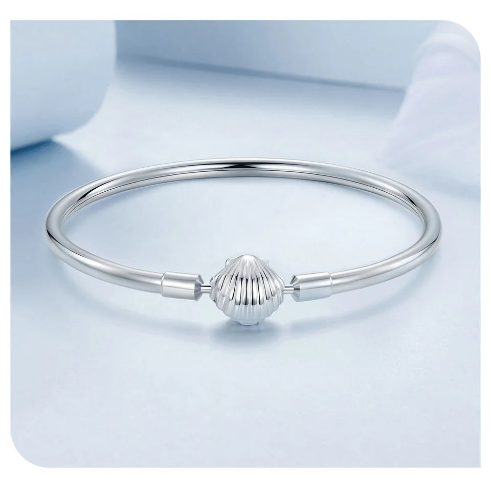 Bamoer autêntico 925 prata esterlina charme pulseira, clássico coração/concha pulseira básica para mulheres charme contas diy jóias bsb192
