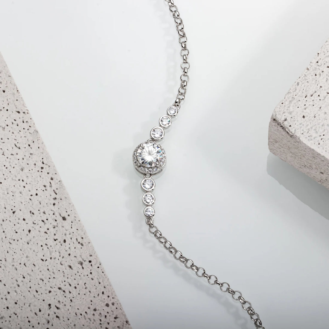 AnuJewel Moissanite Pulseiras De Tênis De Diamante para Mulheres, Pulseira Ajustável Banhada A Ouro Branco 18K, Presentes De Prata, 1ct