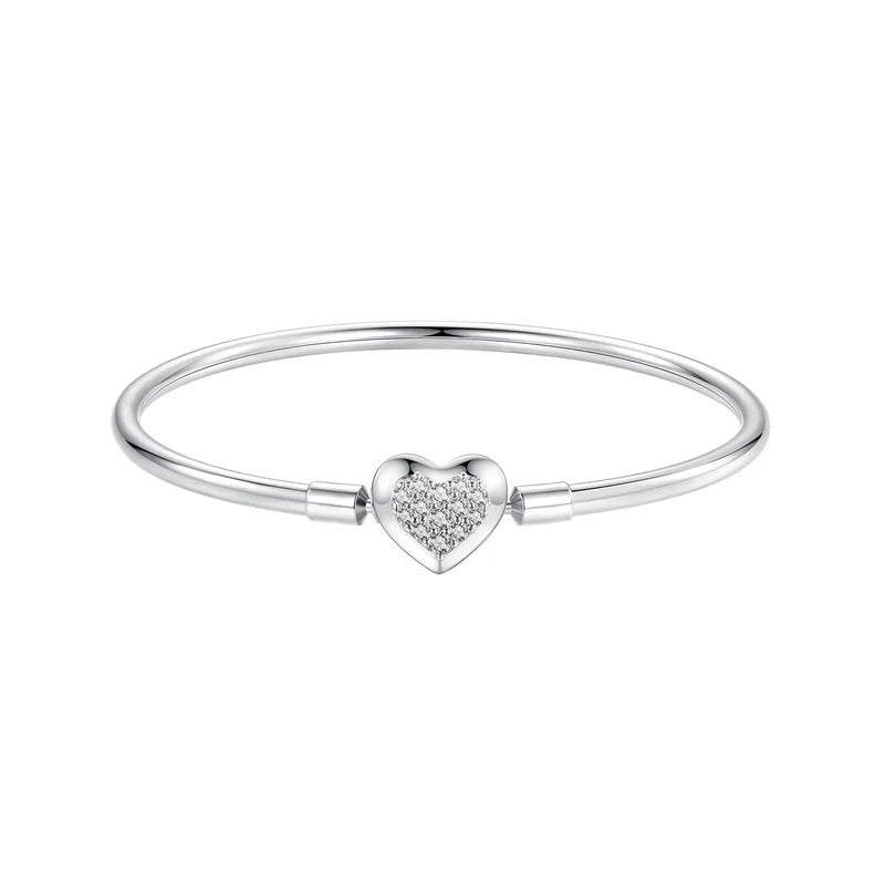 Bamoer autêntico 925 prata esterlina charme pulseira, clássico coração/concha pulseira básica para mulheres charme contas diy jóias bsb192