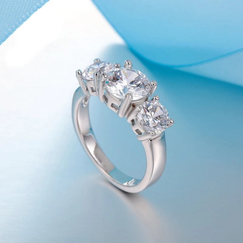 Venda quente 925 prata esterlina cor 3 cz pedra pino configuração banda anéis para homens mulheres jóias de noivado de casamento