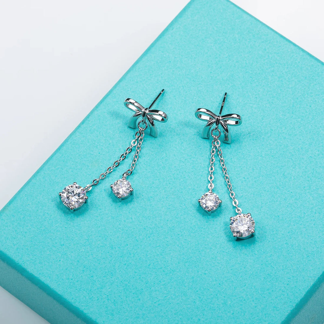AnuJewel Bow Drop Brincos, 925 Sterling Silver Stud, D Cor Moissanite, Diamante, 3ct, Charme Jóias, Atacado