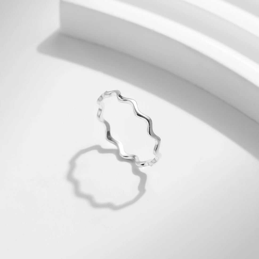 Modian 925 prata esterlina linha onda na moda anel de dedo fino simples empilhável requintado anéis para mulheres menina festa jóias presentes