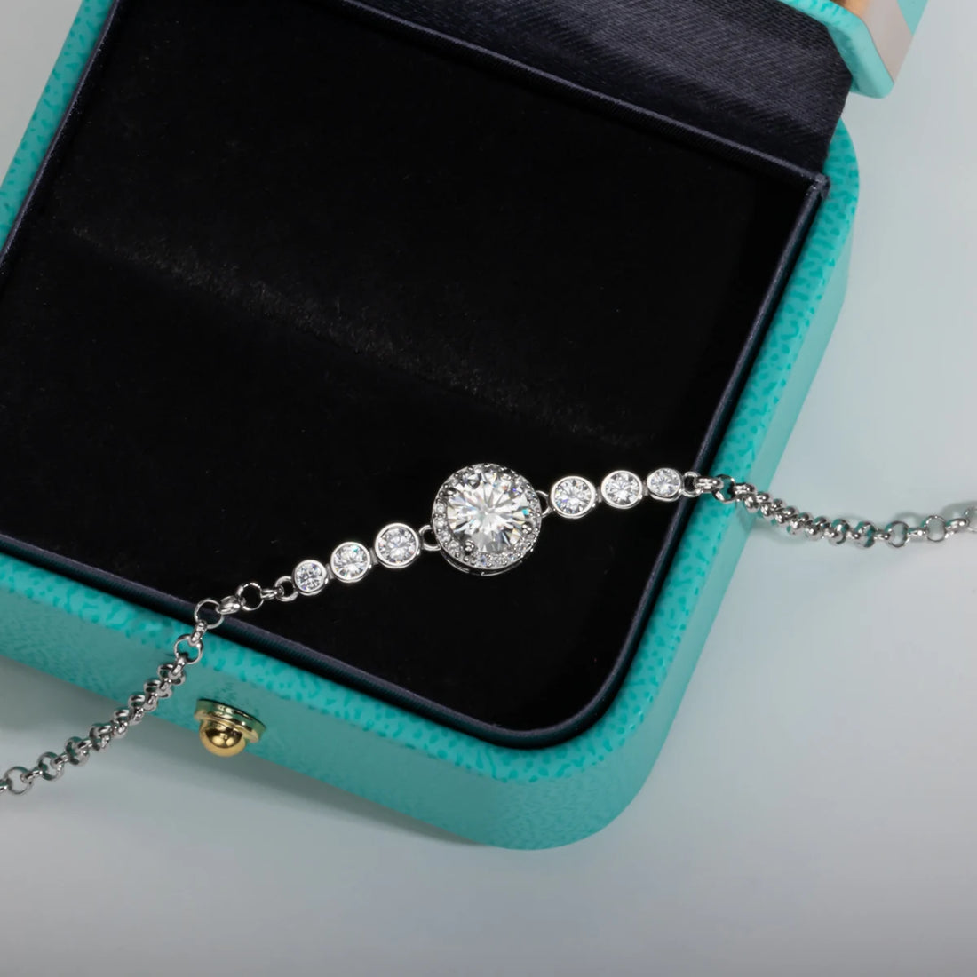 AnuJewel Moissanite Pulseiras De Tênis De Diamante para Mulheres, Pulseira Ajustável Banhada A Ouro Branco 18K, Presentes De Prata, 1ct