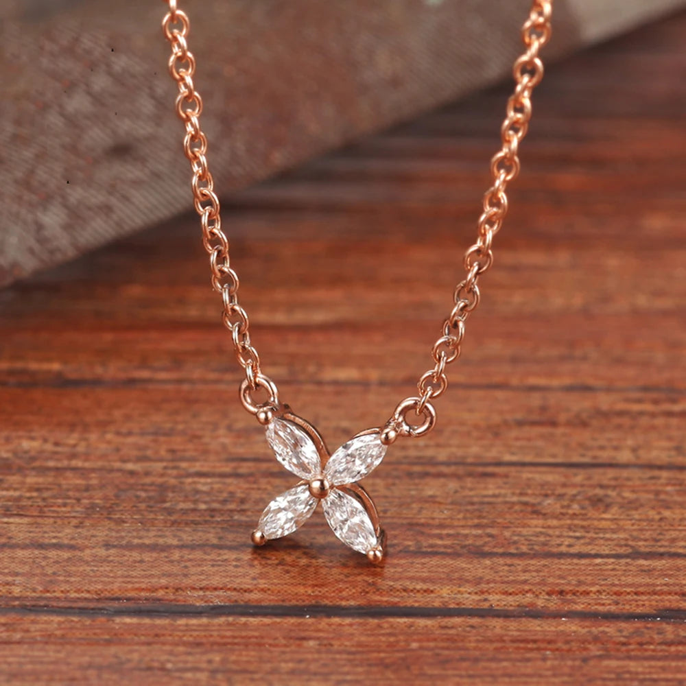 Marquise corte moissanite colar para mulher d cor vvs1 espumante laboratório diamante s925 prata rosa ouro borboleta pingente pescoço corrente