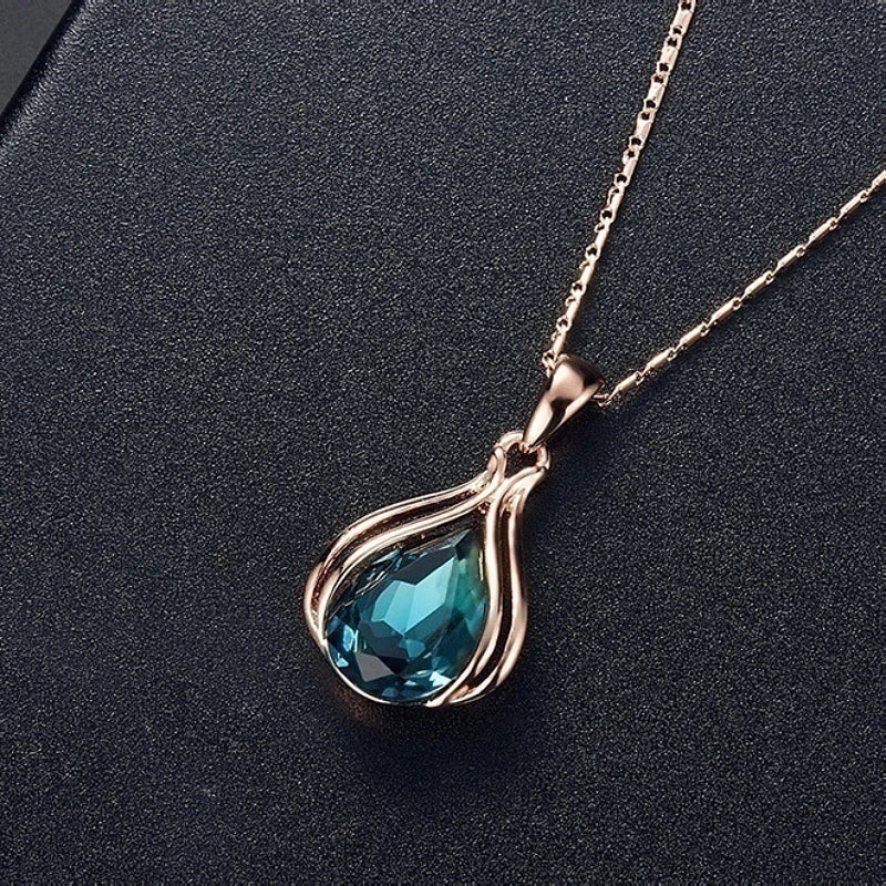 prata 925 original brincos conjunto femenino pulseiras feminina pulseira de prata Moda europeu e americano azul zhihai criativo geométrico casamento brincos colar conjunto feminino azul verde gota de água conjunto