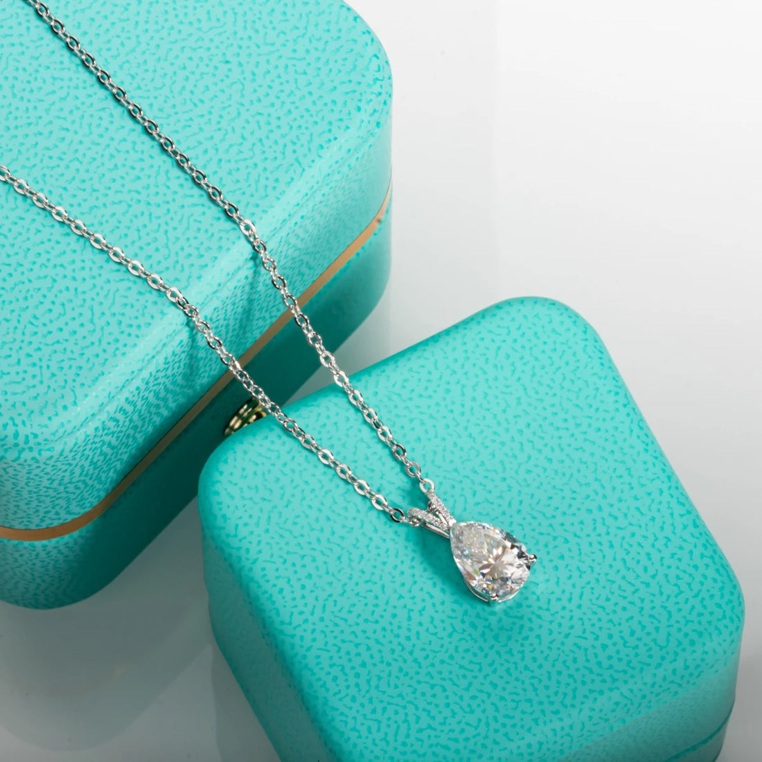 Anujewel 2.5ct pêra moissanite colar 1.2ct brincos 925 prata esterlina conjunto de jóias de casamento presentes do dia dos namorados para meninas