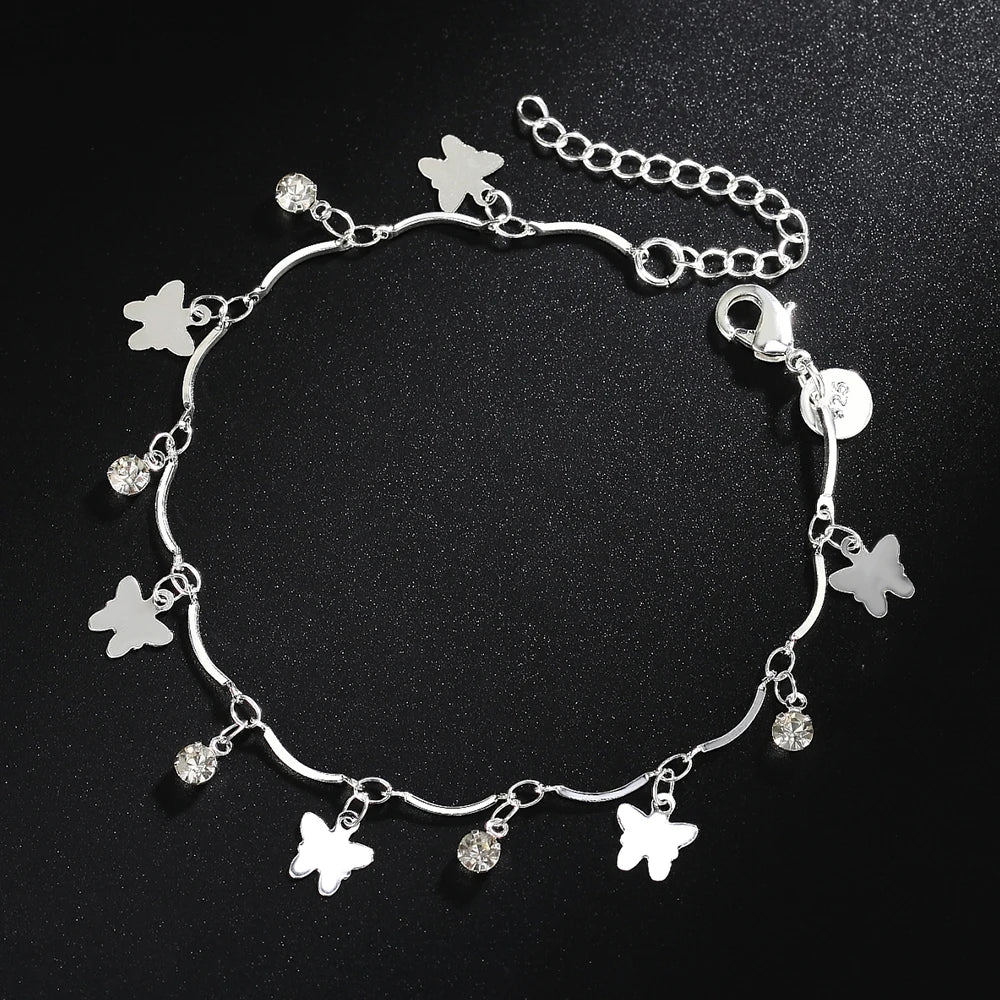 925 Sterling Silver Butterfly Charm Bracelets para mulheres, corrente de zircão, joalheria fina, moda elegante, festa de casamento, Natal