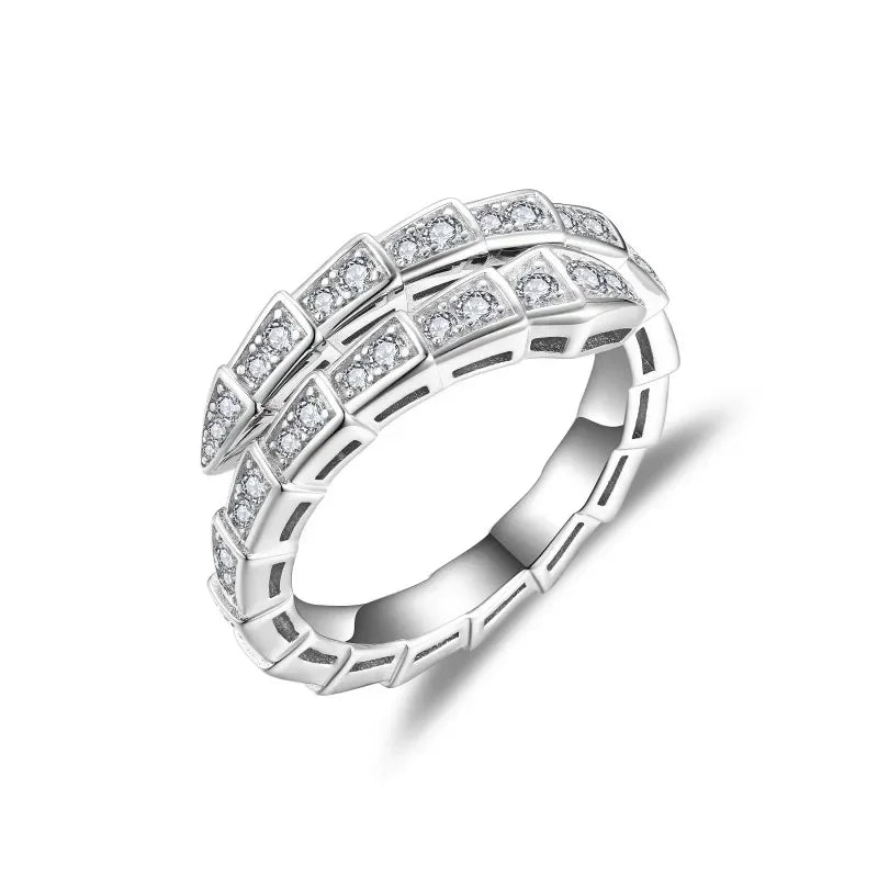 Siga nuvem em forma de cobra anel feminino completo moissanite diamante cobra osso aberto aliança de casamento para casal 925 prata esterlina festa