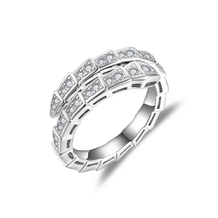Siga nuvem em forma de cobra anel feminino completo moissanite diamante cobra osso aberto aliança de casamento para casal 925 prata esterlina festa