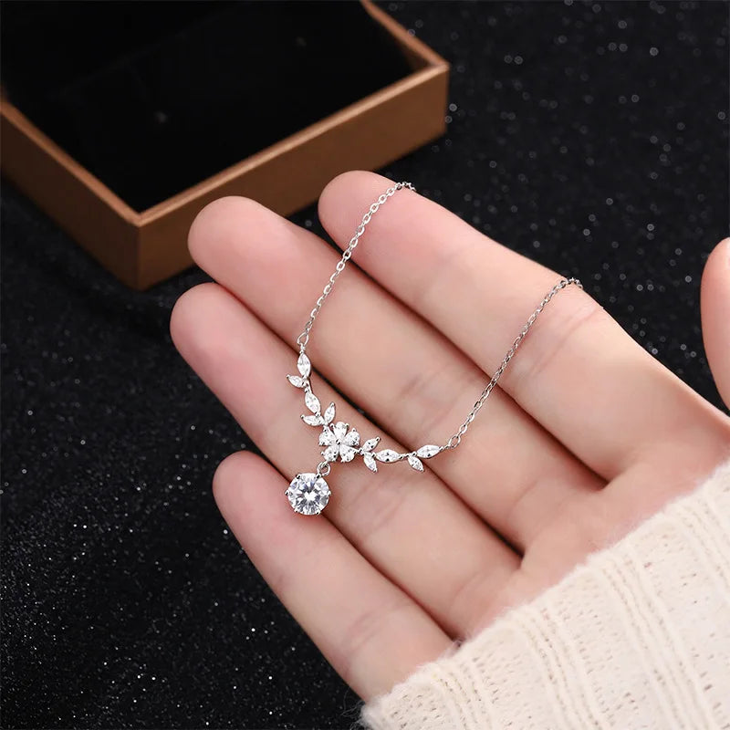 Halaile d cor moissanite s925 prata esterlina cassia galho colar com gra na moda pescoço corrente jóias finas feminino presente de casamento