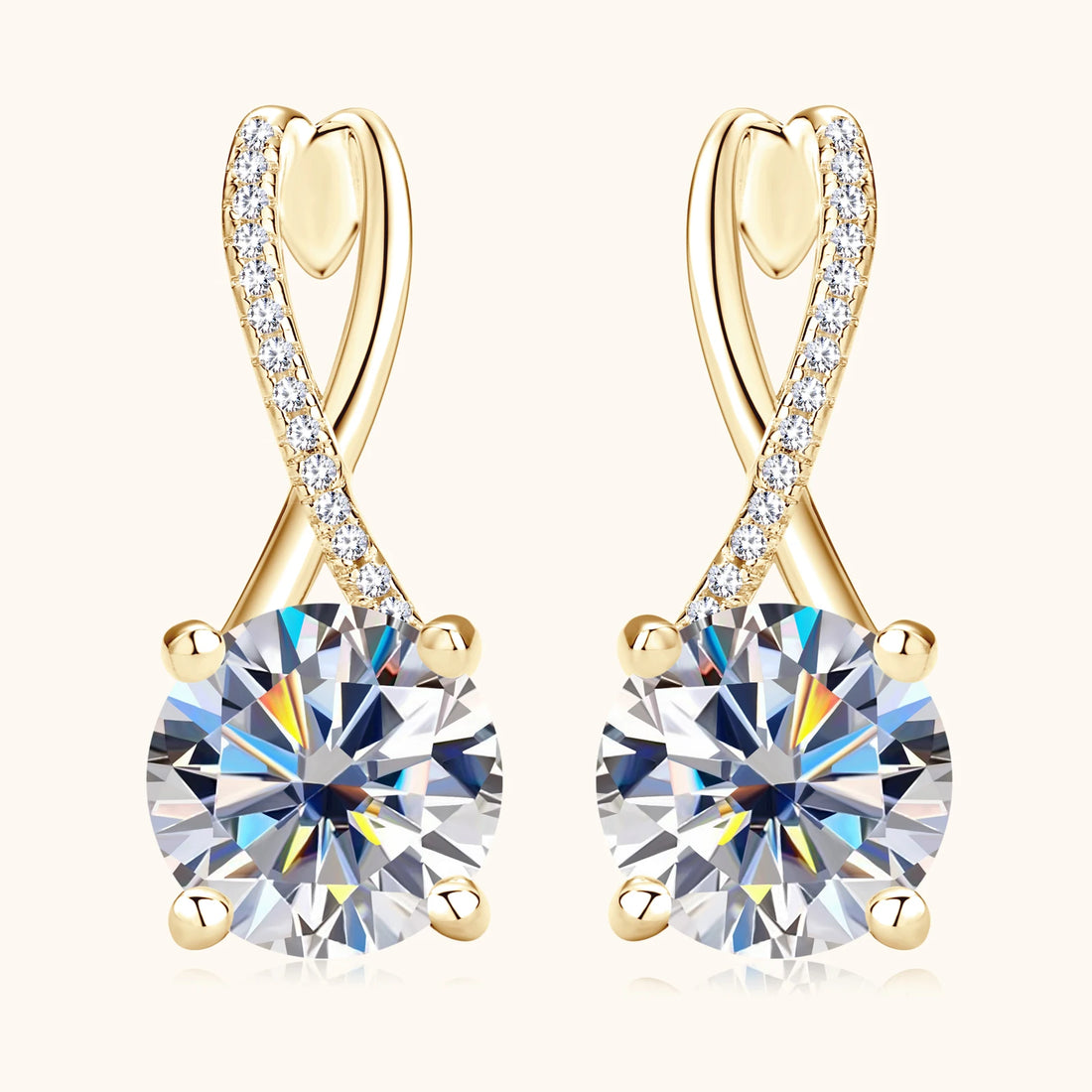 Brincos de argola banhados a ouro 18K 2 quilates Moissanite com certificados 8mm Brinco de diamante de laboratório para mulheres joias de prata 925 originais