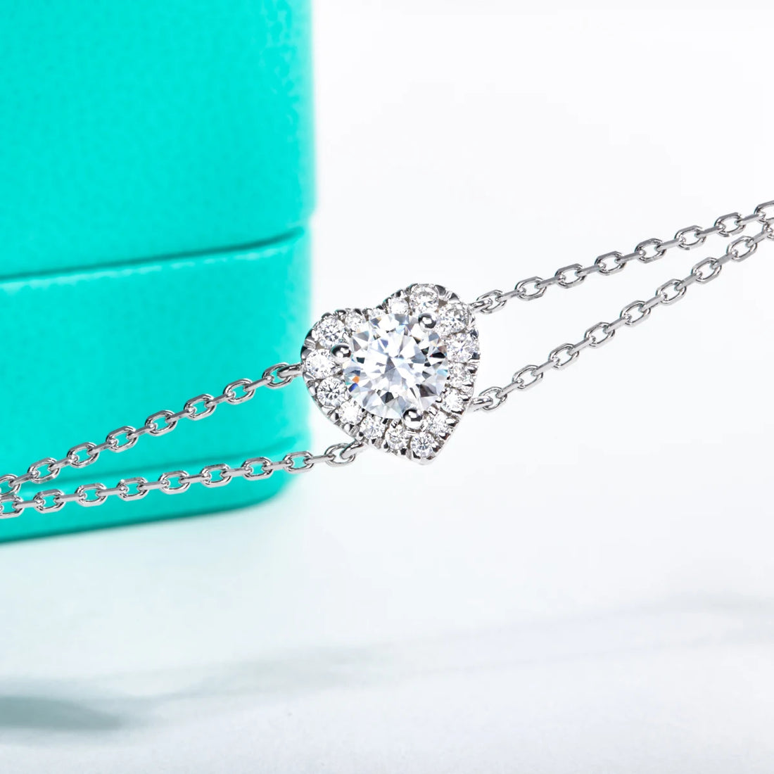 Coração de Marbella - Pulseira de Luxo Moissanite Coração em Prata Esterlina 925