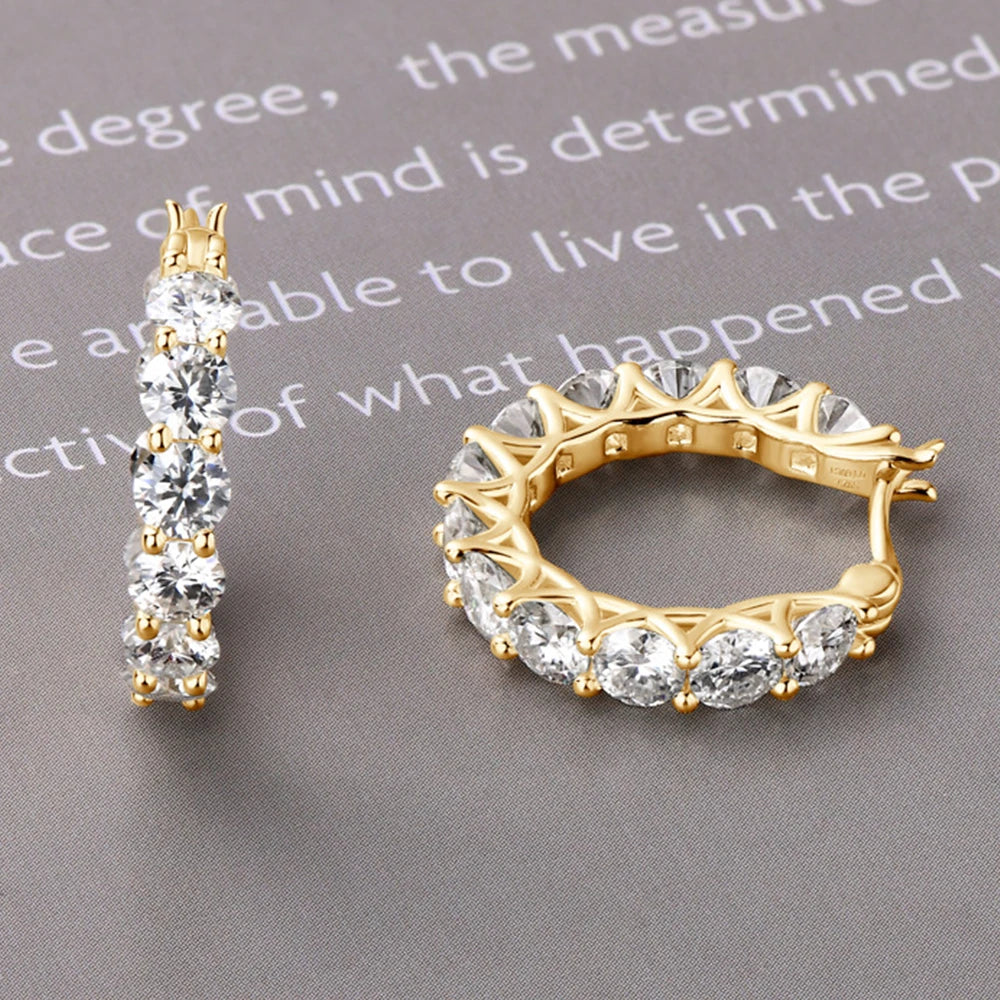 Full Moissanite Brinco De Argola para As Mulheres, Jóias De Casamento De Luxo, Original Certified, 925 Prata, 3.6ct Moissanite Diamante, 4mm