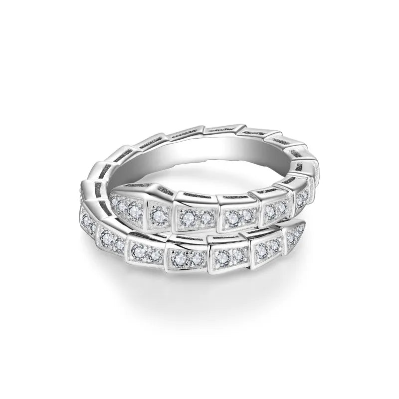Siga nuvem em forma de cobra anel feminino completo moissanite diamante cobra osso aberto aliança de casamento para casal 925 prata esterlina festa